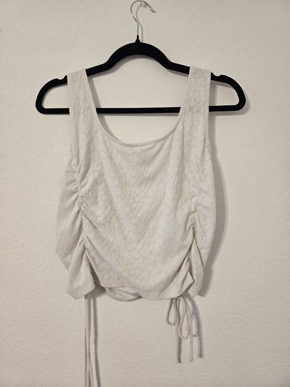 Shyanne Ivory Ruched Drawstring Tank Top - Picture 2 of 3